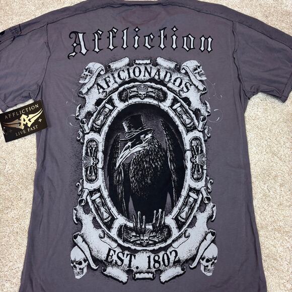 NWT Affliction Aficionados Cross T Shirt Jesse Pinkman Grunge y2k Men Medium - Picture 4 of 9